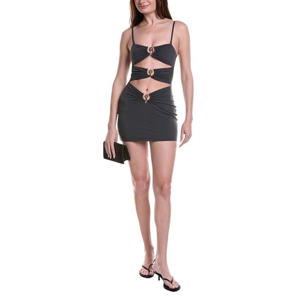 Christopher Esber Womens  Pierced Orbit Mini Dress, Gray
